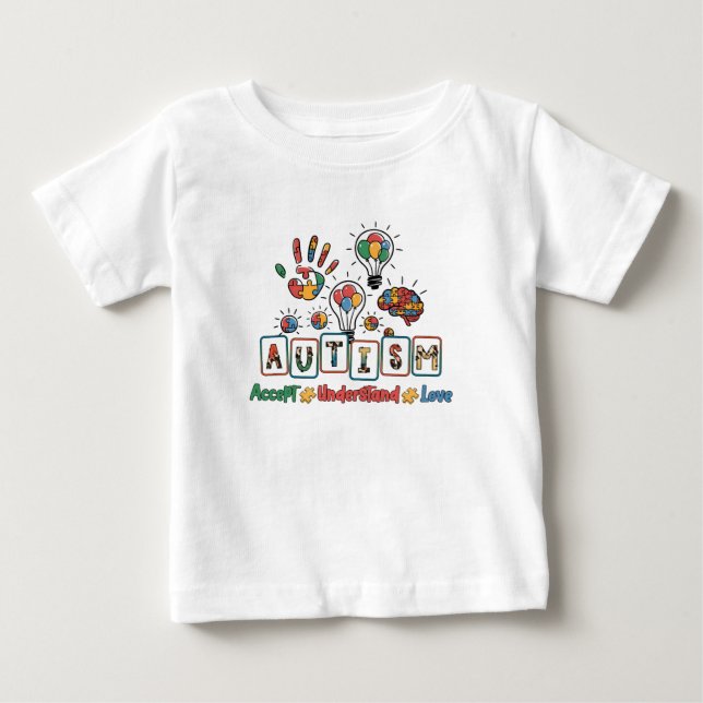 Autism Accepterar Kärlek T Shirt (Framsida)