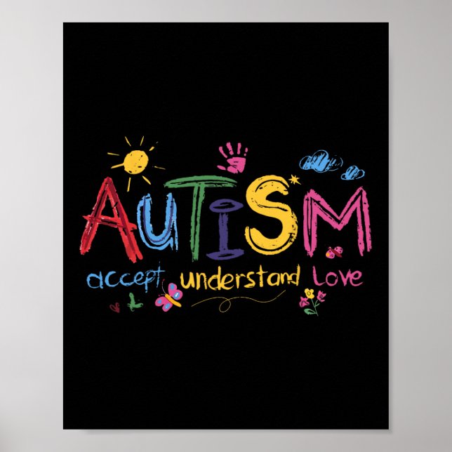 Autism Accesse Kärlek Autism Awareness Mon Poster (Framsidan)