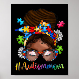 Autism Afro Mamma Curly Hair American African Auti Poster