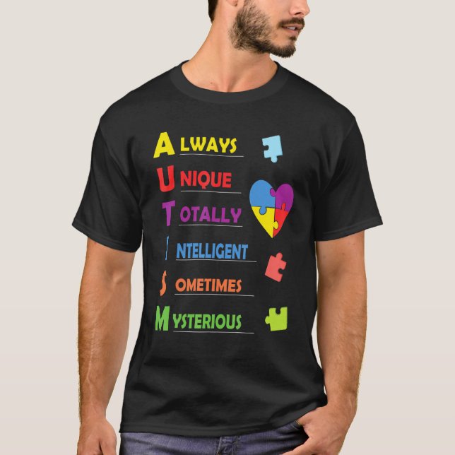Autism Akronym Och Pusselbit T Shirt (Framsida)
