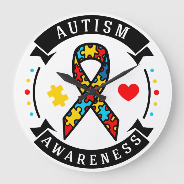 Autism Akrylväggur Stor Klocka (Framsida)