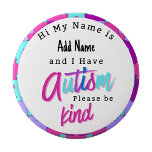 Autism Alert Im Autistic Pin id Badge Knapp<br><div class="desc">Spread awareness and compassion with the Autistic Be Kind Pin Button. Designed to promote understanding and kindness,  this pin serves as a gentle reminder to approach others with patience and empathy. Featuring a clear,  heartfelt message,  it’s perfect for jackets,  backpacks,  or lanyards.</div>