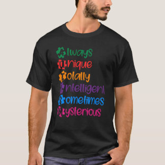 Autism Alltid Unik Intelligent April Autism Medvet T Shirt