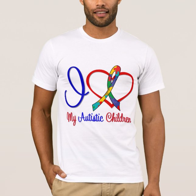 Autism älskar jag min Autistic barn Tee Shirt (Framsida)