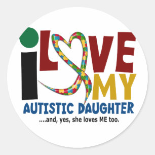 AUTISM älskar jag min Autistic dotter 2 Runt Klistermärke