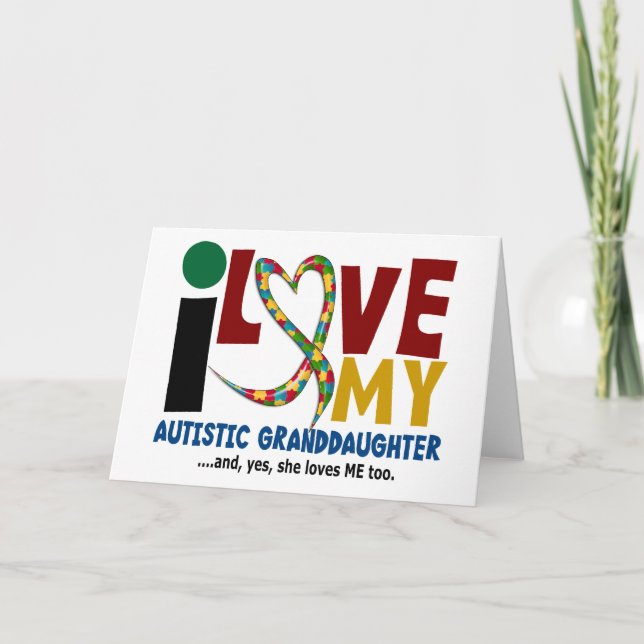 AUTISM älskar jag min Autistic sondotter 2 Kort (Framsida)