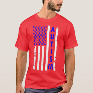 Autism American Flagga Shirt Autism Awareness Puzz T