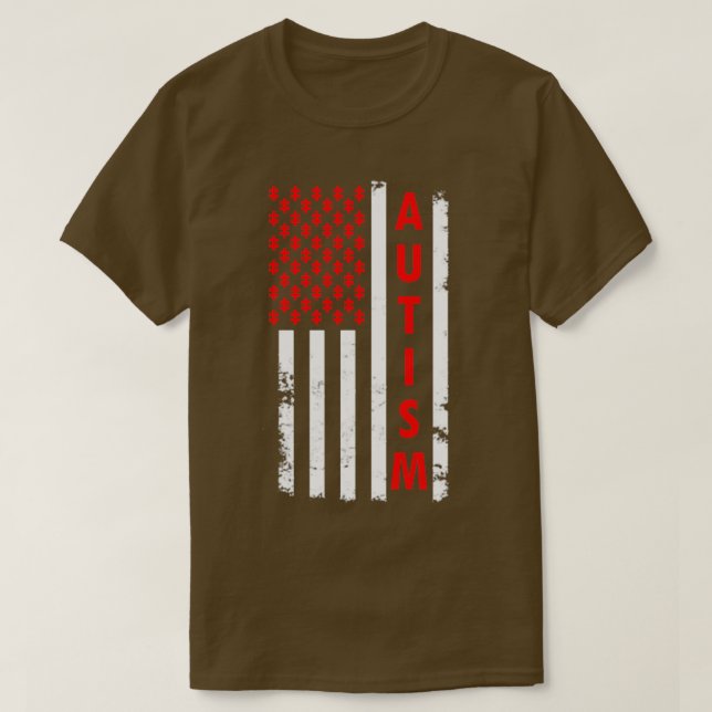 Autism American Flagga Shirt Autism Awareness Puzz T (Design framsida)