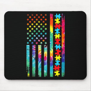 Autism American Flagga Tee Tie Dye Autism Awarenes Musmatta