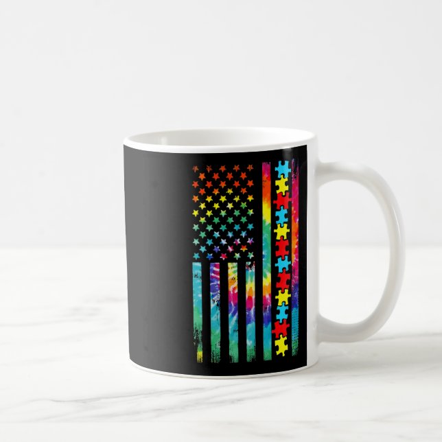 Autism American Flagga Tie Dye Autism Awareness fo Kaffemugg (Höger)