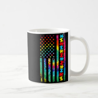 Autism Amerikansk Flagga Tie Dye Autism Medvetenhe Kaffemugg