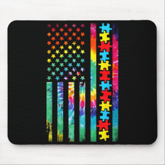 Autism Amerikansk Flagga Tie Dye Autism Medvetenhe Musmatta
