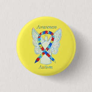 Autism Angel Puzzle Awareness Ribbon Stift Knapp