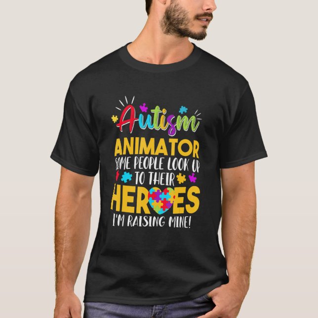 Autism Animator Folk kollar upp sina hjältar Raisi T Shirt (Framsida)