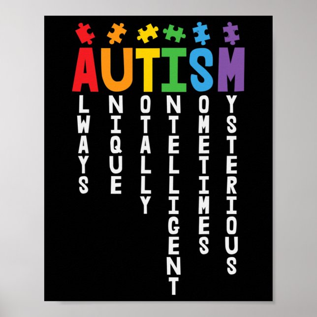 Autism är alltid en unik, helt intelligent autism poster (Framsidan)