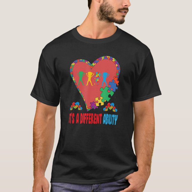 Autism är en annan "Ability Autism Awareness" T Shirt (Framsida)