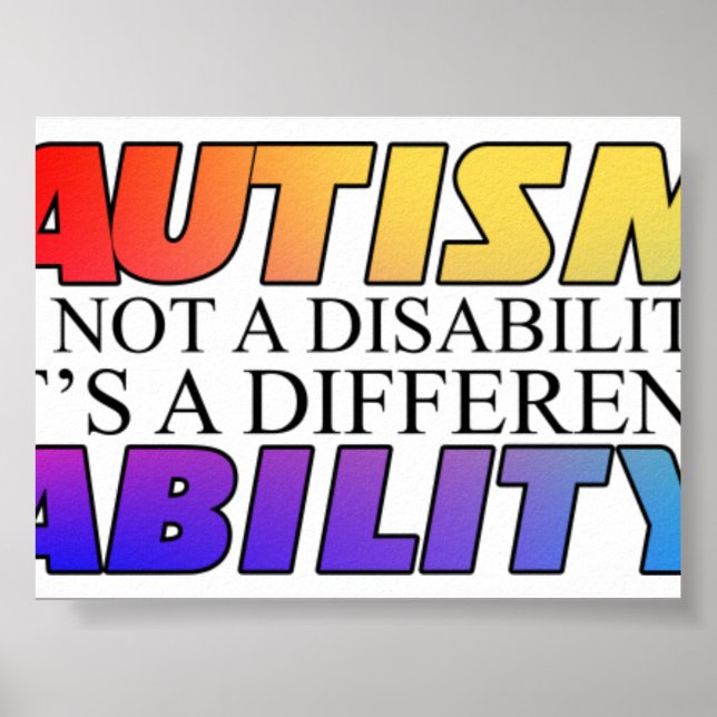 Autism är inte en funktionsnedsättning Vit version Poster (Framsidan)