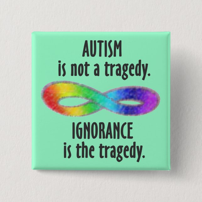 Autism är inte en tragedi knäppas knapp (Framsida)