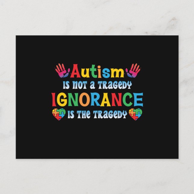 Autism är inte en tragisk okunnighet utan tragedin inbjudan vykort (Framsida)