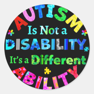 AUTISM är inte ett funktionshinder Runt Klistermärke