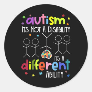 Autism är inte ett handikapp och dess annorlunda f runt klistermärke