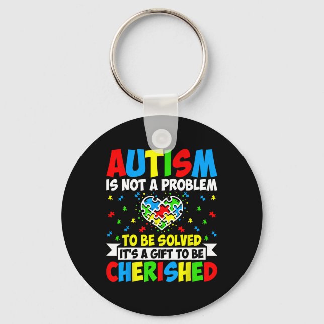 Autism är inte ett problem att lösa - Autism Awar Nyckelring (Framsida)