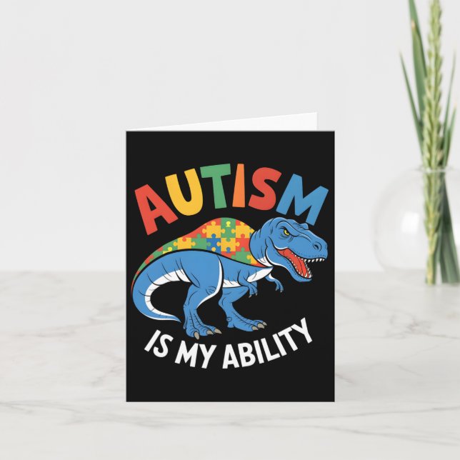 Autism är min möjlighet Dinosaur Puzzle Design Kort (Framsida)