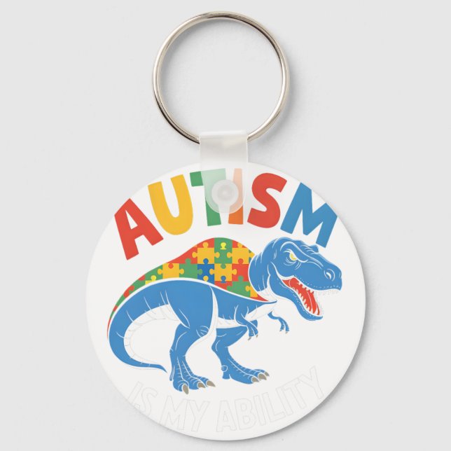 Autism är min möjlighet Dinosaur Puzzle Design Nyckelring (Framsida)