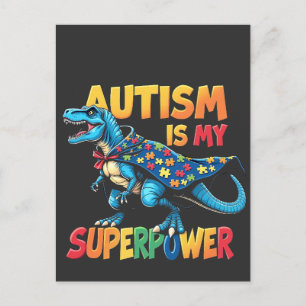 Autism är min superkraft Dinosaurie Autism Accepta Meddelande Vykort