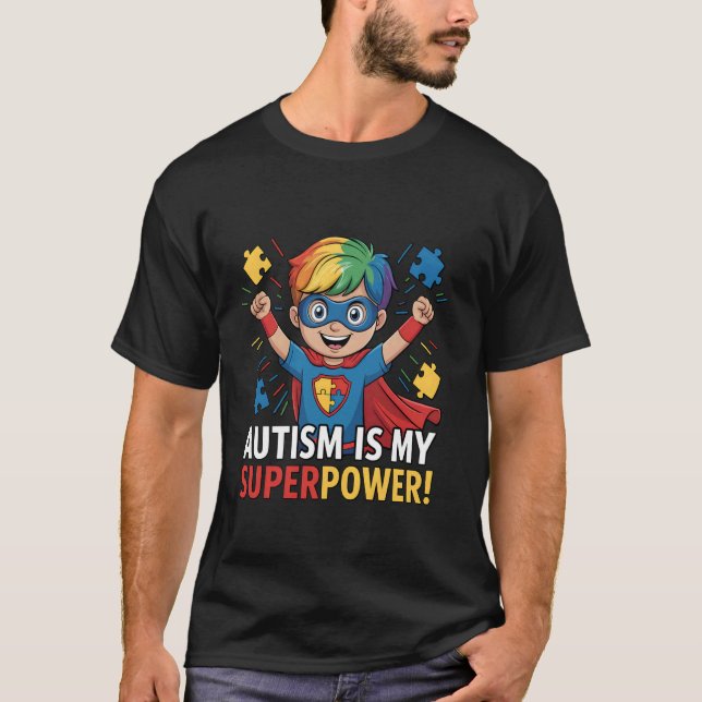 Autism Är Min Superkraft Hjälte Design T Shirt (Framsida)