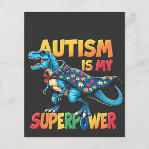 Autism är min supermakt Dinosaur Autism-medvetenhe Flygblad