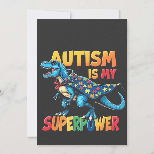 Autism är min supermakt Dinosaur Autism-medvetenhe Meddelande (Framsida)