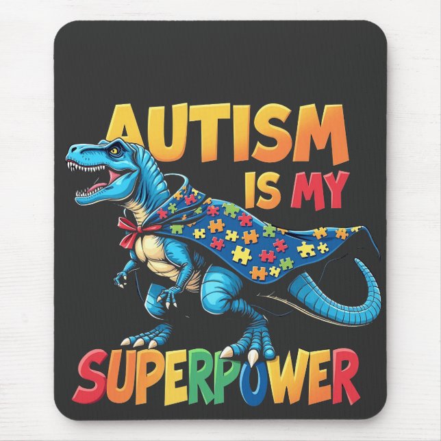 Autism är min supermakt Dinosaur Autism-medvetenhe Musmatta (Framsidan)
