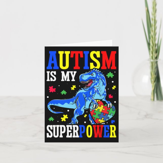 Autism är min supermakts doktor Awareness Dinosaur Kort (Framsida)