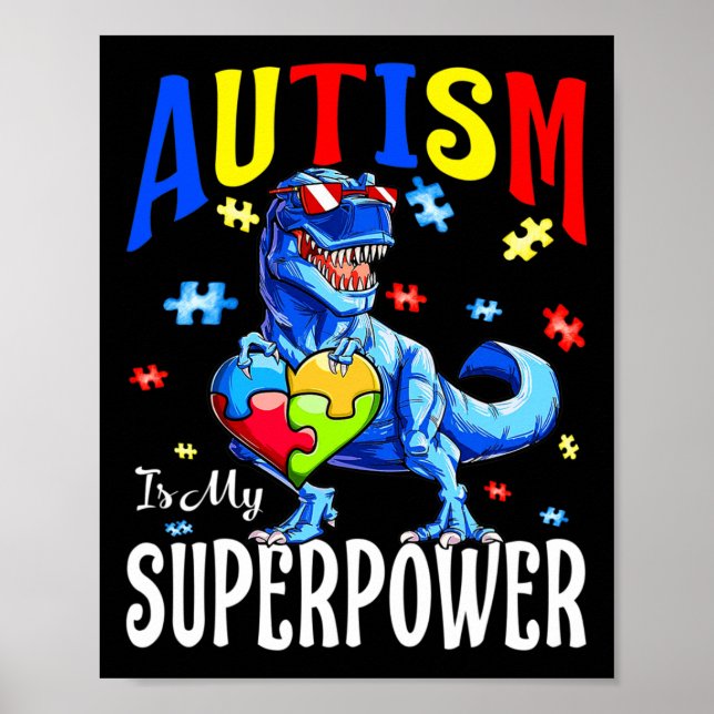 Autism är min supermakts doktor Awareness Dinosaur Poster (Framsidan)