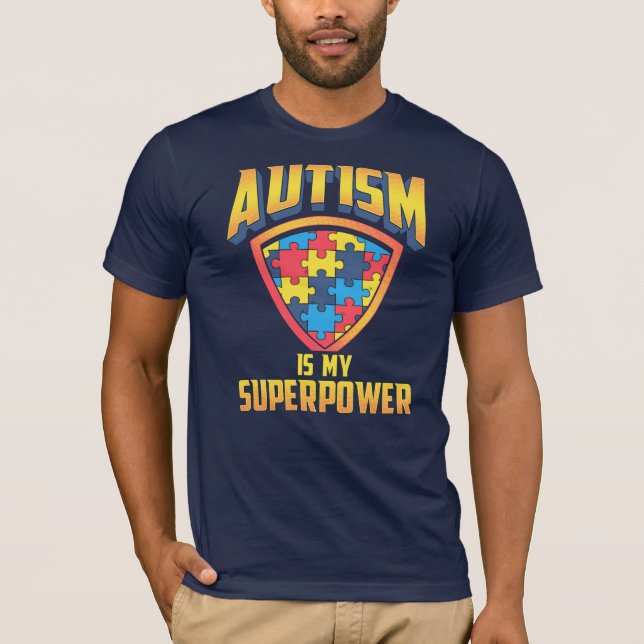 Autism är min supermakts peppelmedvetenhet t shirt (Framsida)