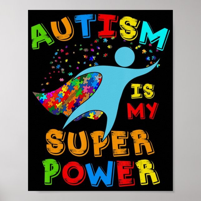 Autism är min supermakts stöd för medvetandegörand poster (Framsidan)