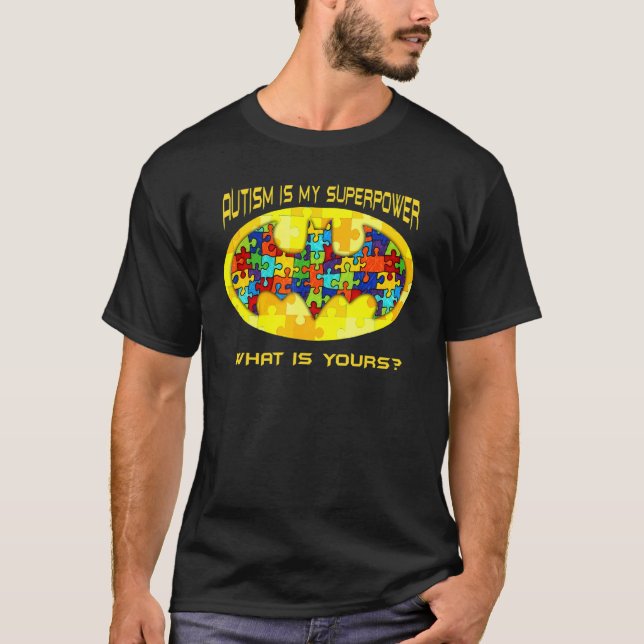 Autism är min supermakts superhjälte Auti Fladderm T Shirt (Framsida)