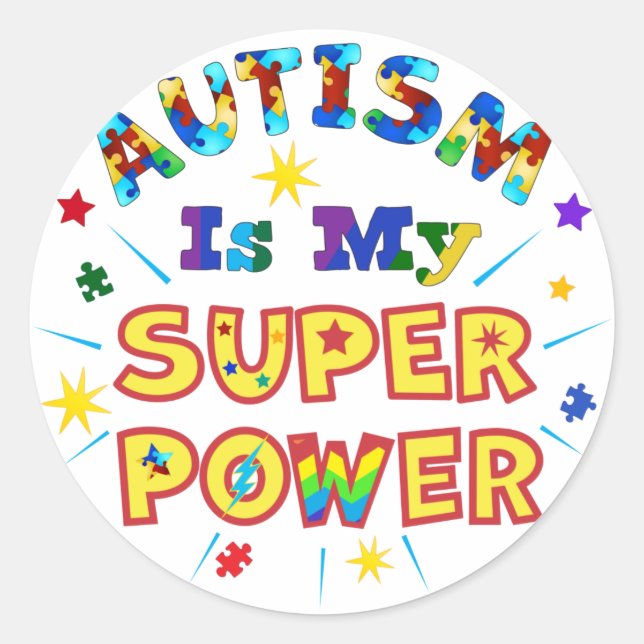 Autism är min Toppen Runt Klistermärke (Framsida)