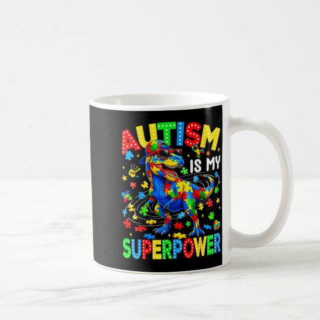 Autism är superkraft dinosaurie t-rex autism kaffemugg (Höger)