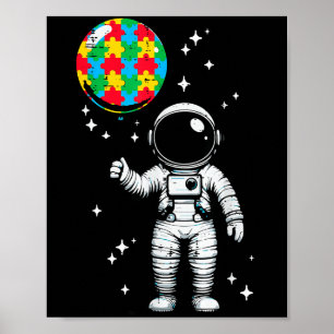 Autism-astronaut-pusselballong söt asd-kunskap poster