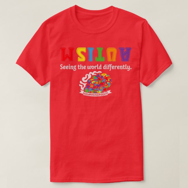 Autism: att se världen på olika sätt Genius Brain  T Shirt (Design framsida)