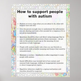Autism: att stödja vissa med autism poster