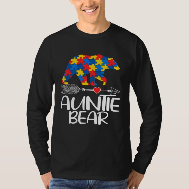 Autism Auntie Bear Autistic Support Autism Awarene T Shirt (Framsida)