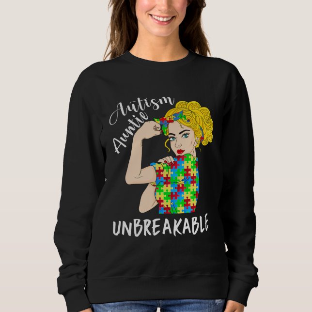 Autism Auntie Unbreakable Woman Strong Accept Unde T Shirt (Framsida)