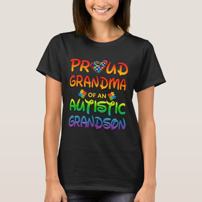 Autism-Autism Awareness Proud Grandma of Autistic T Shirt (Framsida)
