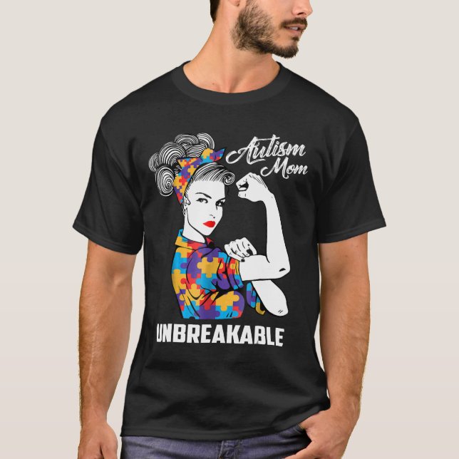 Autism-autism Mamma - obrytbar medvetenhet om auti T Shirt (Framsida)
