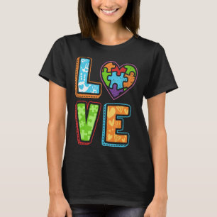 Autism-Autism Medvetenhet s Kärlek Hjärtpusselbit T Shirt