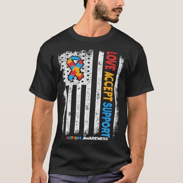 Autism Autistic Kärlek accepterar Autism Awarene f T Shirt (Framsida)