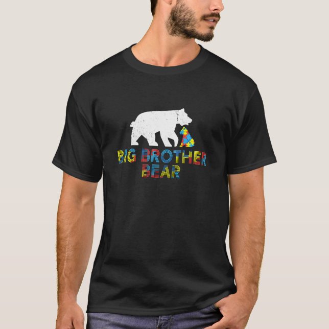 Autism av protism i Big Brother Bear Autism Awaren T Shirt (Framsida)